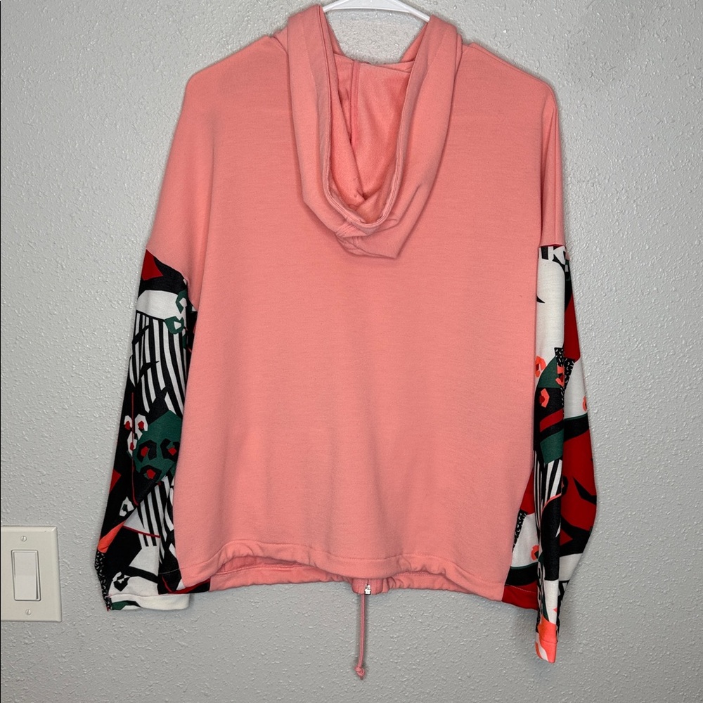 Adidas x Farm Rio Women's Pink Zippered Abstract Sleeve Hooded Track Top Small - Picture 7 of 7